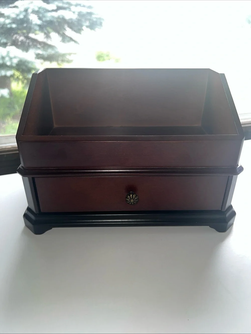 Bombay Co Vintage Wooden Desk Organizer Letter Holder 1 Drawer Stationary Box